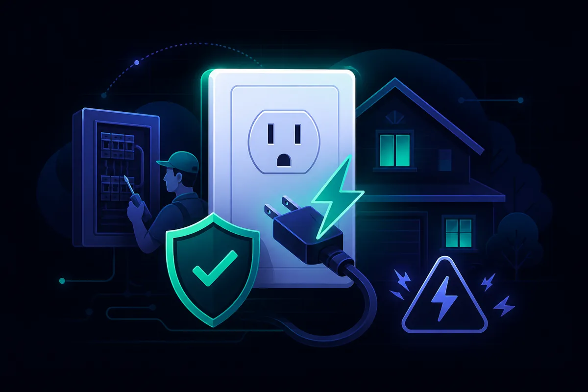 Know when DIY stops and a licensed electrician should take over. Electrical safety at home — outlet, plug, lightning bolt, and protective shield when to call a licensed electrician